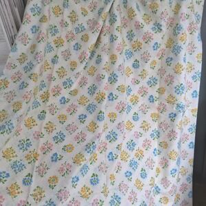 Vintage Cottagecore Floral AOP Full Flat Sheet PRISTINE Pink Yellow Blue